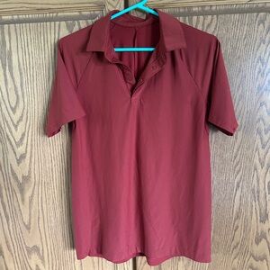 Lululemon Performance Polo Shirt Men Small Burgundy Athletic Casual Stretch